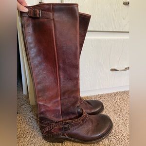 Leather knee high boots